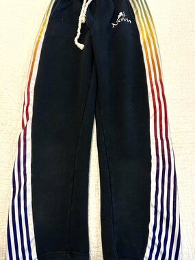 Novij La Flare Women's Sweatpants, Size Small, Navy Color with Stripes